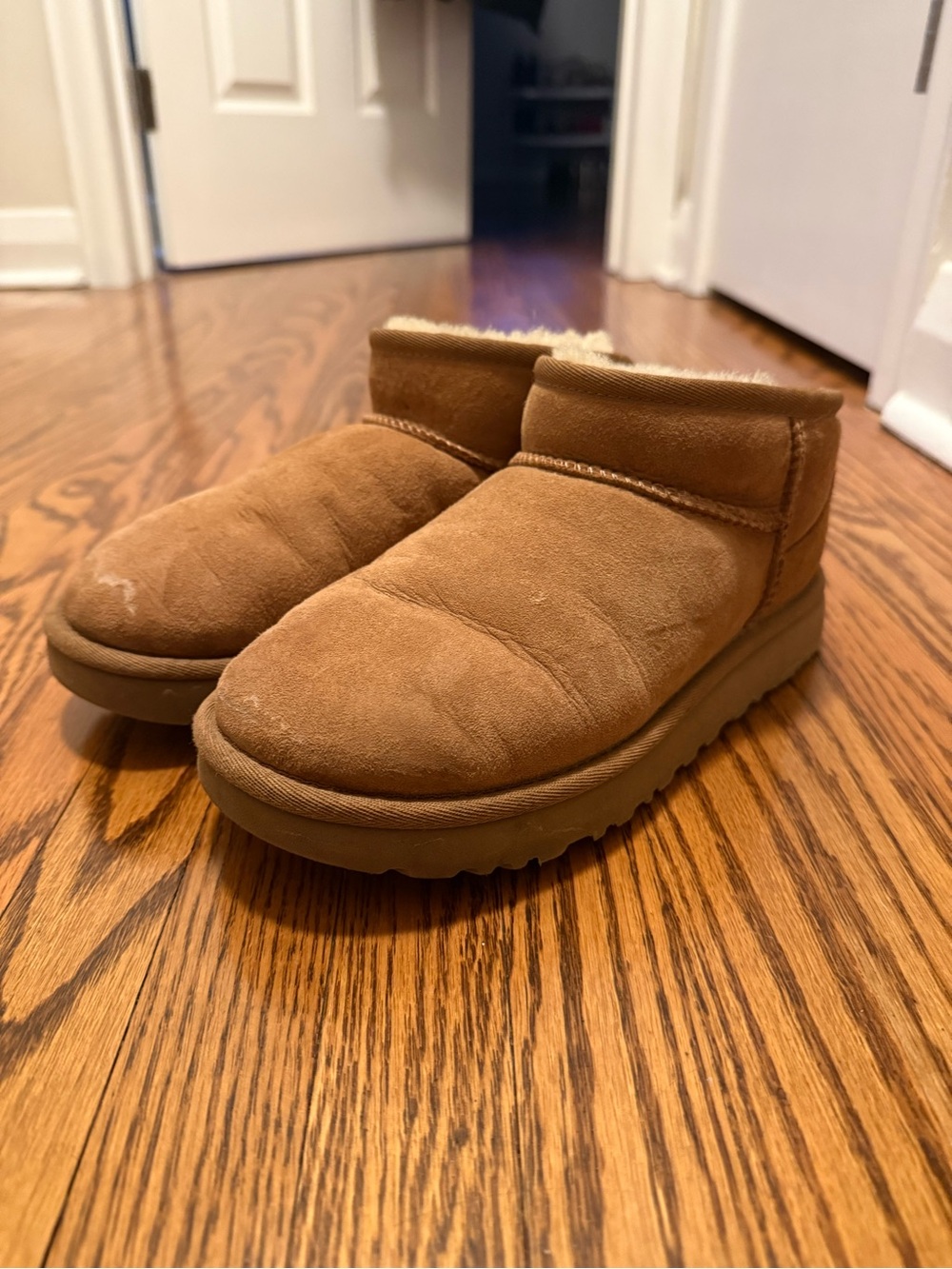 UGG Chestnut Suede Ankle Slip-On Booties